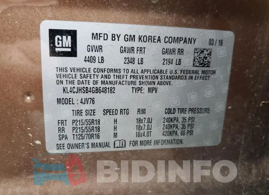 KL4CJHSB4GB648182 Photo# 13