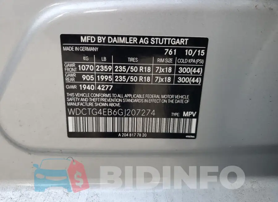 WDCTG4EB6GJ207274 Photo# 13