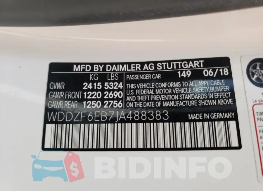WDDZF6EB7JA488383 Photo# 12