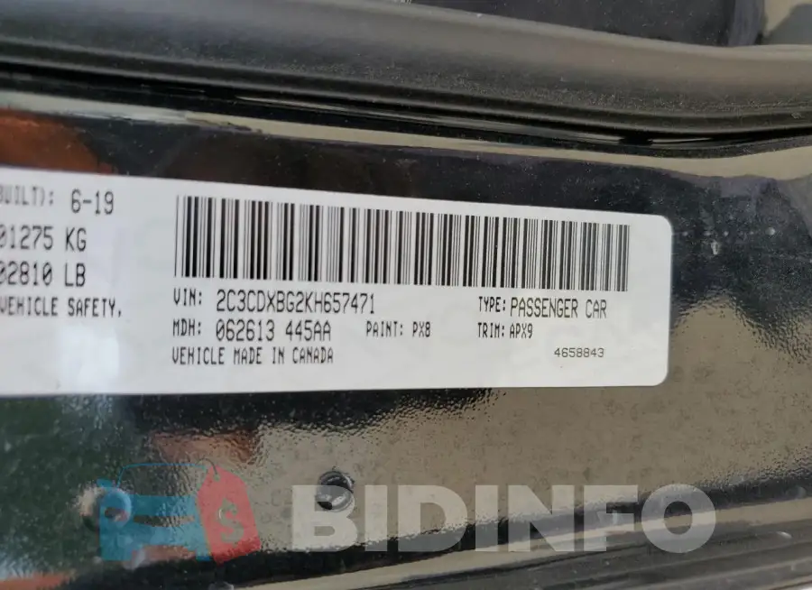 2C3CDXBG2KH657471 Photo# 12