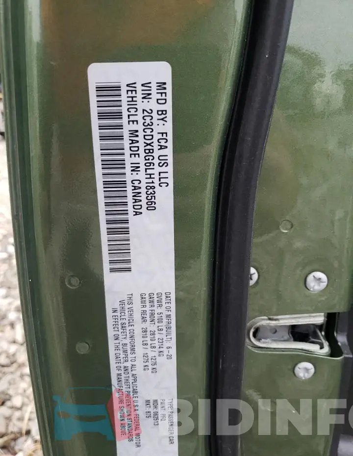 2C3CDXBG6LH183560 Photo# 12