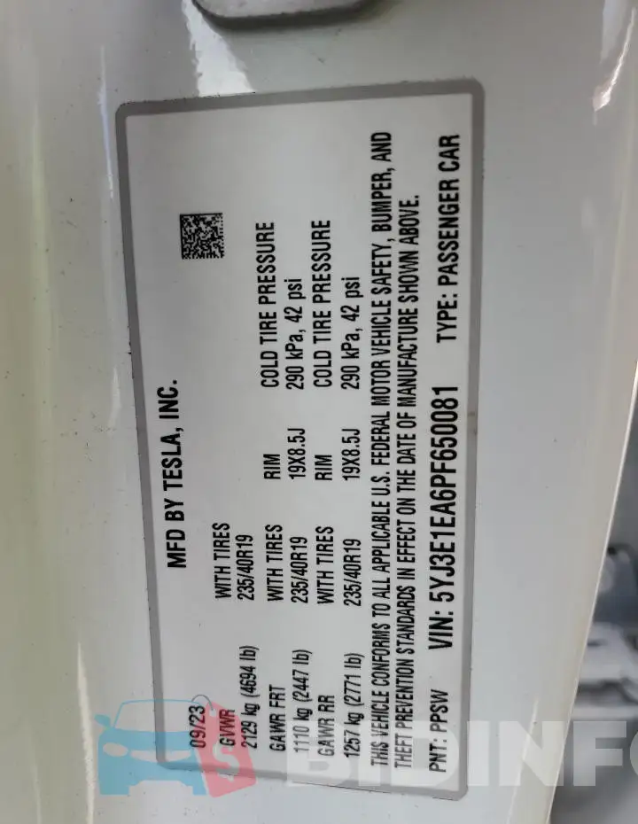 5YJ3E1EA6PF650081 Photo# 12