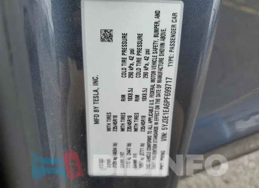 5YJ3E1EA6PF699717 Photo# 12