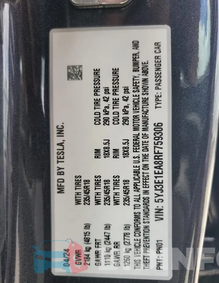 5YJ3E1EA8RF759306 Photo# 12