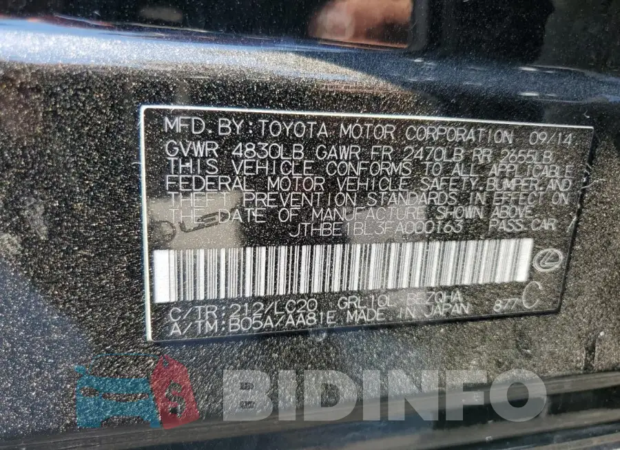 JTHBE1BL3FA000163 Photo# 13