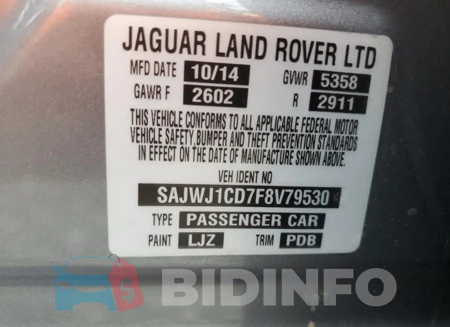 SAJWJ1CD7F8V79530 Photo# 12