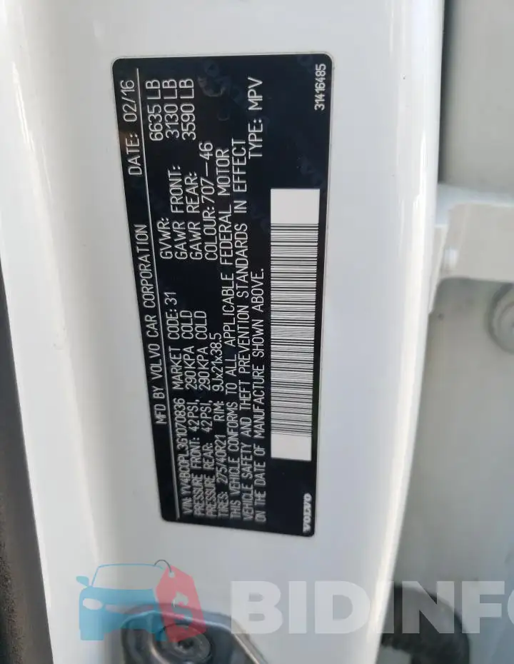 YV4BC0PL3G1070836 Photo# 14