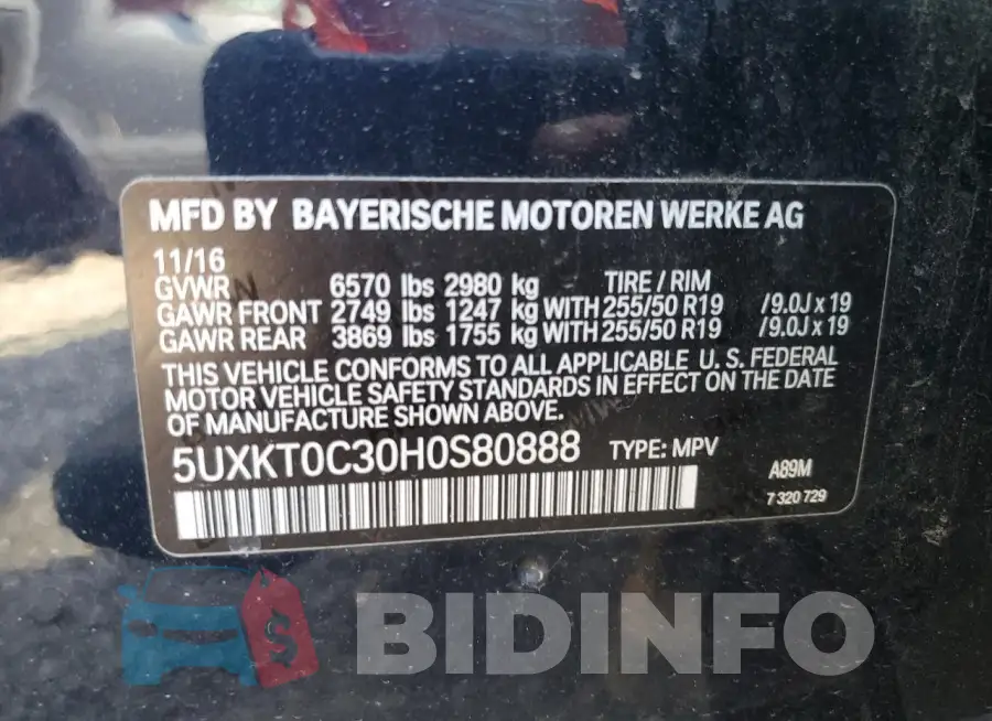 5UXKT0C30H0S80888 Photo# 13