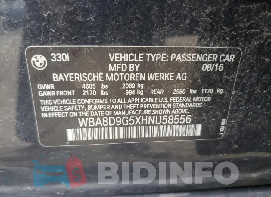 WBA8D9G5XHNU58556 Photo# 12