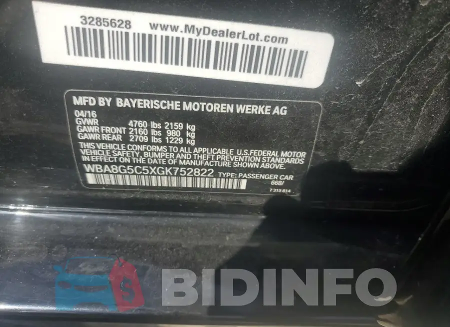 WBA8G5C5XGK752822 Photo# 12