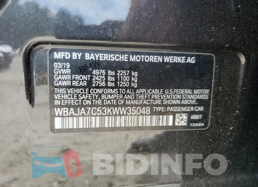 WBAJA7C53KWW35048 Photo# 13