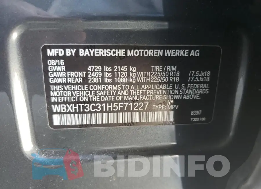WBXHT3C31H5F71227 Photo# 12