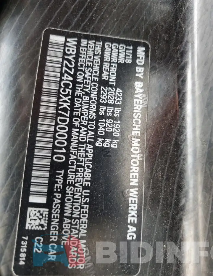 WBY2Z4C5XK7D00010 Photo# 12