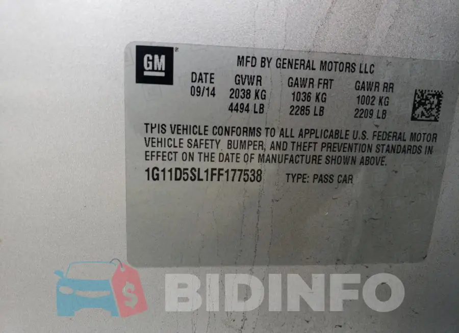 1G11D5SL1FF177538 Photo# 13