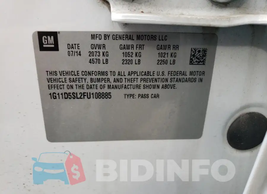 1G11D5SL2FU108885 Photo# 12