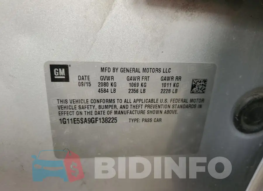 1G11E5SA9GF138225 Photo# 12