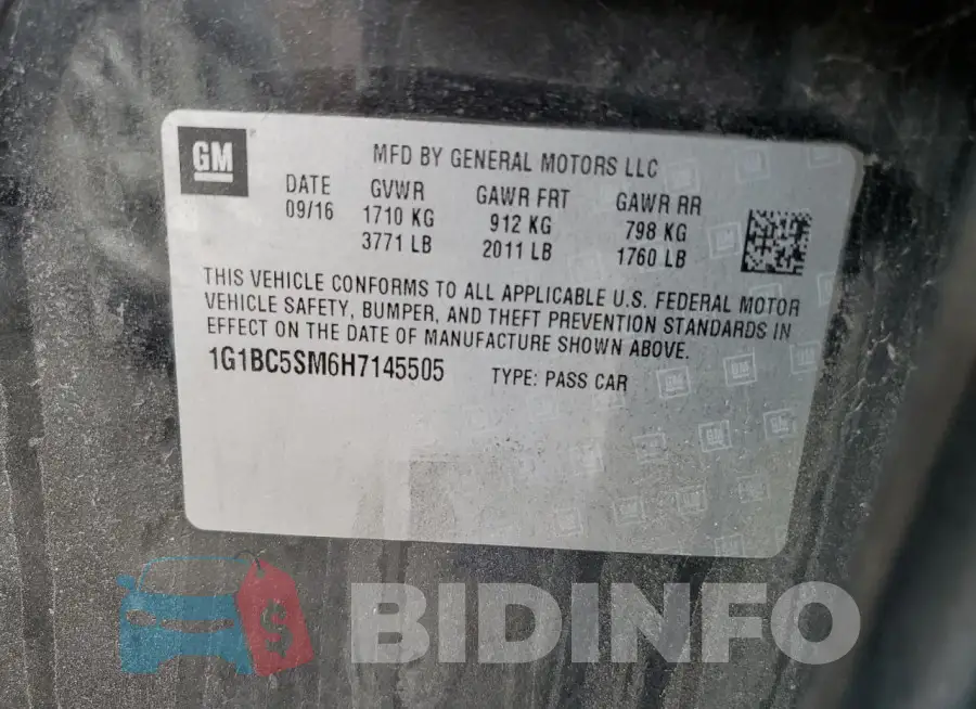 1G1BC5SM6H7145505 Photo# 13