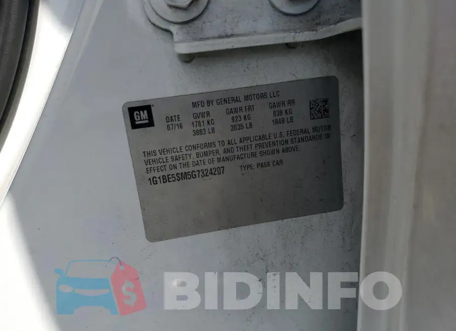 1G1BE5SM5G7324207 Photo# 12