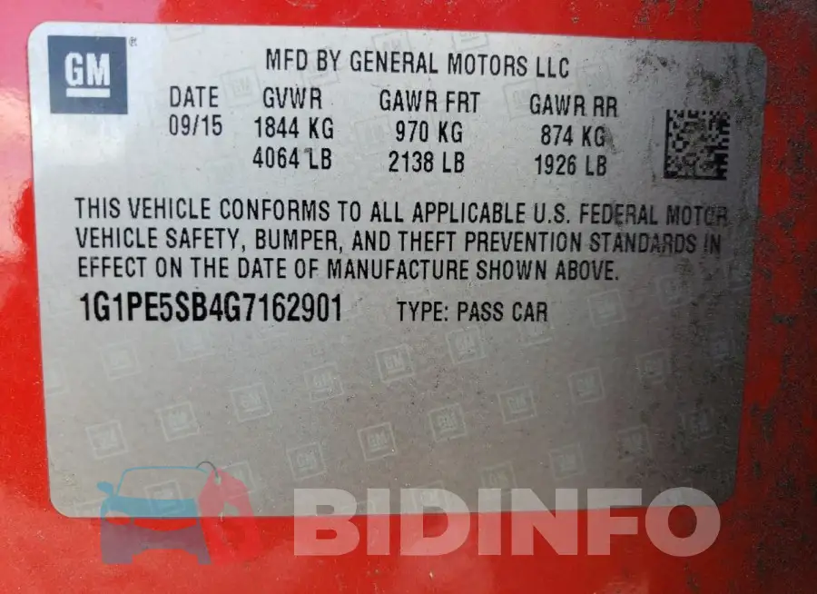 1G1PE5SB4G7162901 Photo# 12