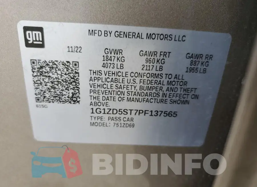 1G1ZD5ST7PF137565 Photo# 12