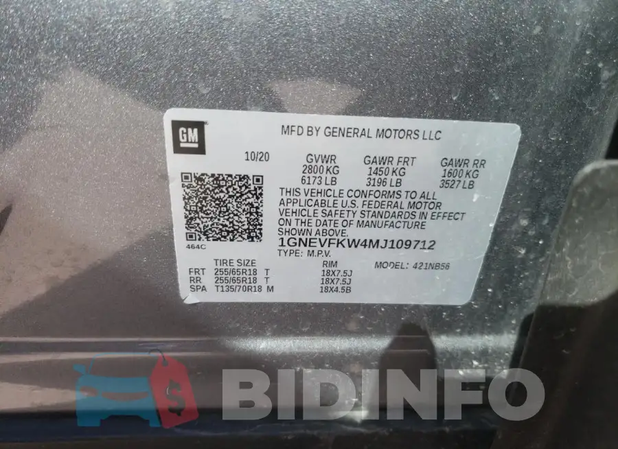1GNEVFKW4MJ109712 Photo# 13