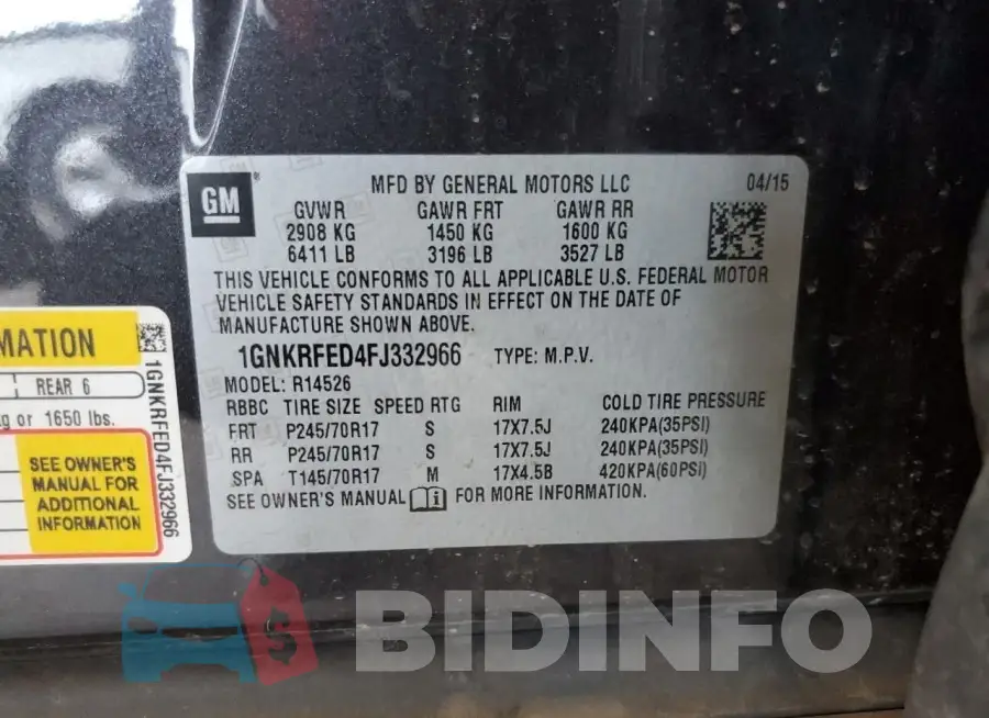 1GNKRFED4FJ332966 Photo# 13