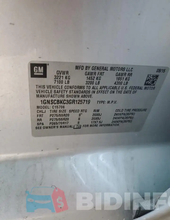 1GNSCBKC3GR125719 Photo# 13