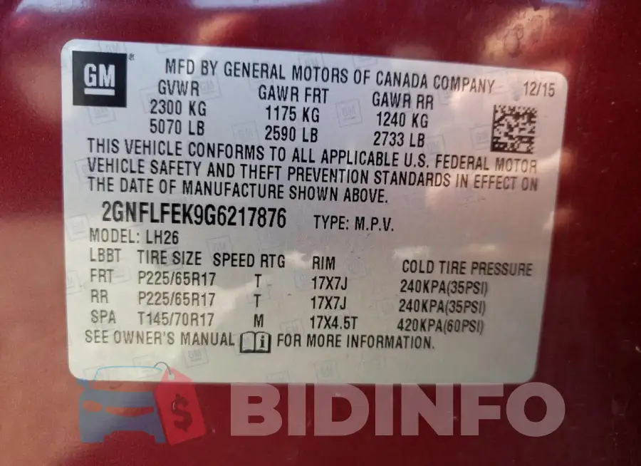 2GNFLFEK9G6217876 Photo# 12