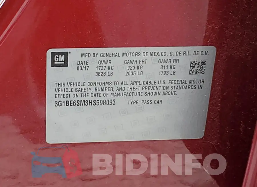 3G1BE6SM3HS598093 Photo# 12