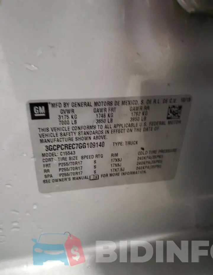 3GCPCREC7GG109140 Photo# 12