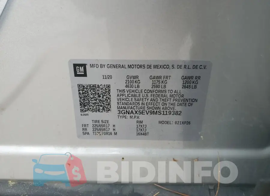 3GNAX5EV9MS119382 Photo# 13