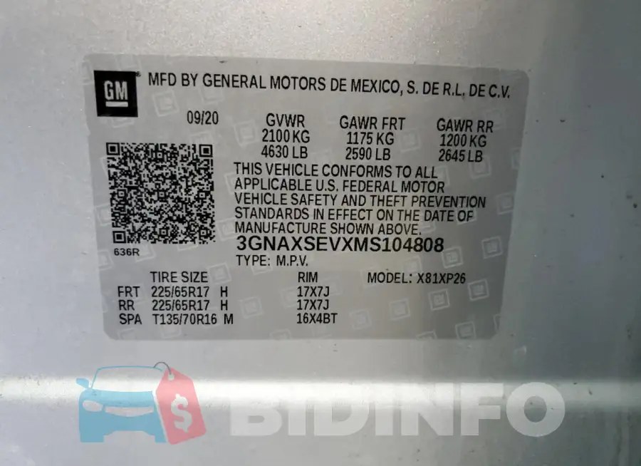 3GNAXSEVXMS104808 Photo# 12