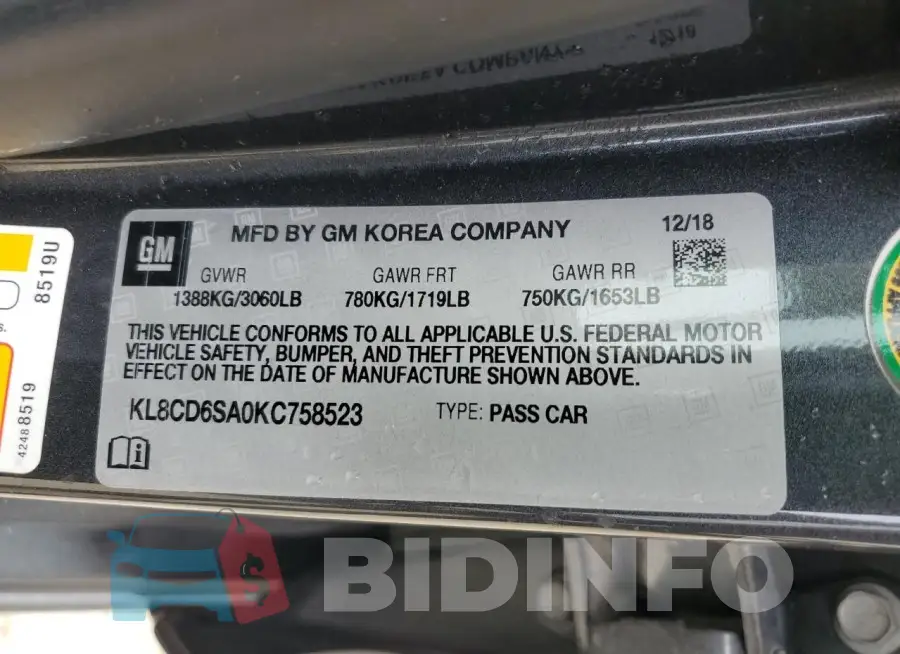KL8CD6SA0KC758523 Photo# 14