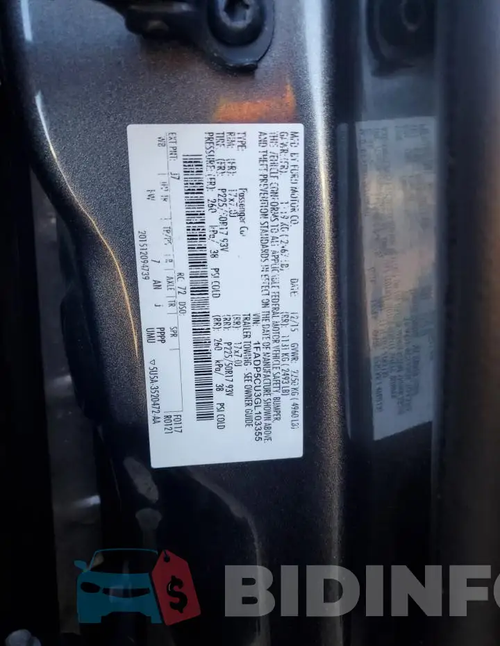 1FADP5CU3GL103355 Photo# 13