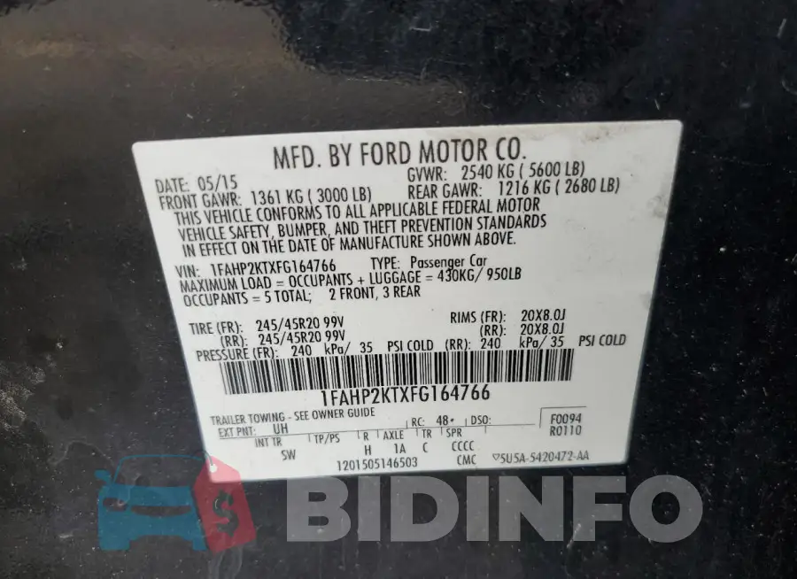 1FAHP2KTXFG164766 Photo# 13
