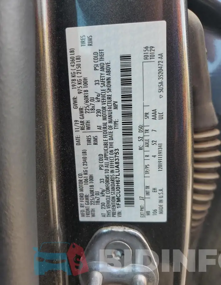 1FMCU0H67LUA83753 Photo# 13