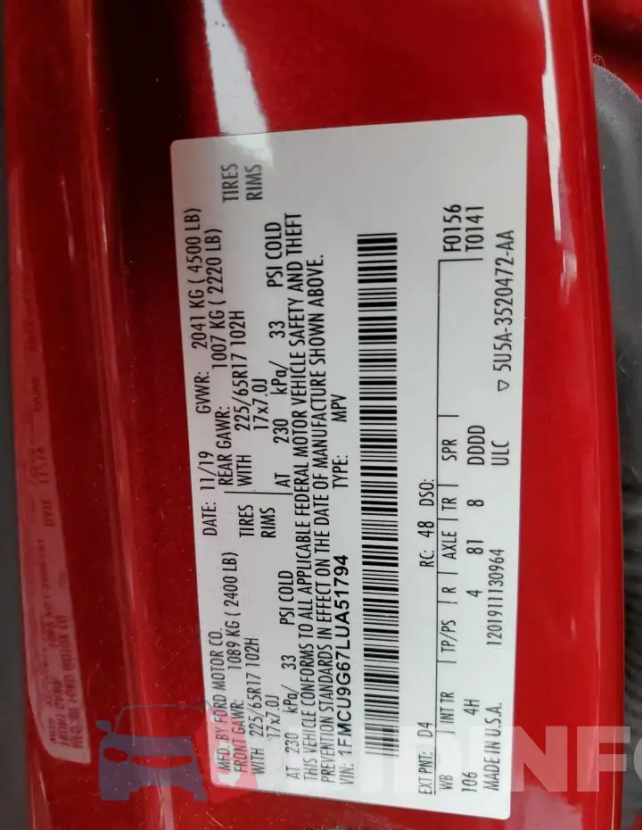 1FMCU9G67LUA51794 Photo# 12