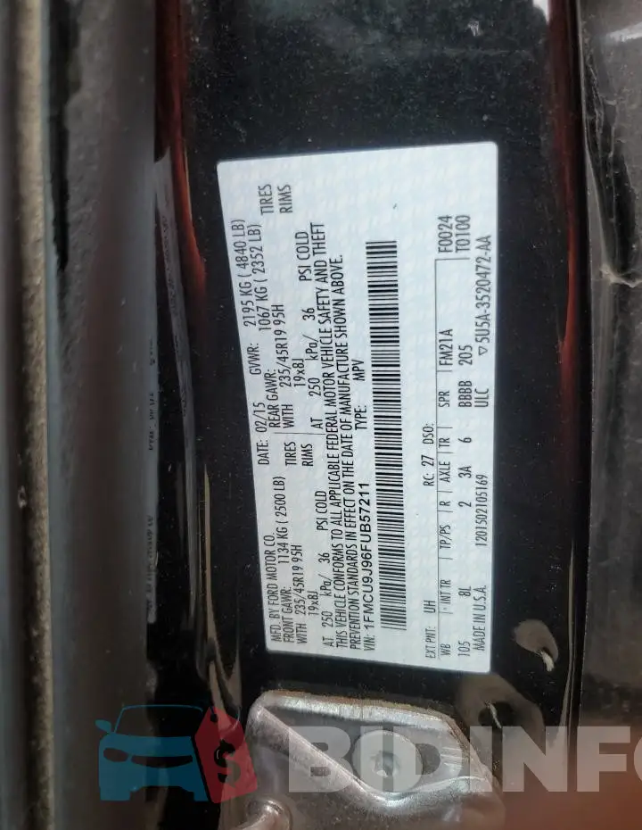 1FMCU9J96FUB57211 Photo# 13