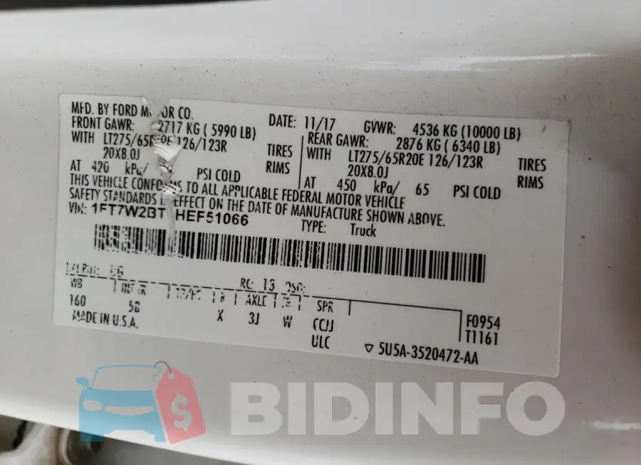 1FT7W2BT1HEF51066 Photo# 12