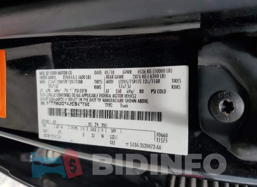 1FT7W2BT4JEB47796 Photo# 12