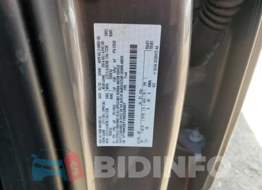 1FT8W2BT1NED28607 Photo# 13