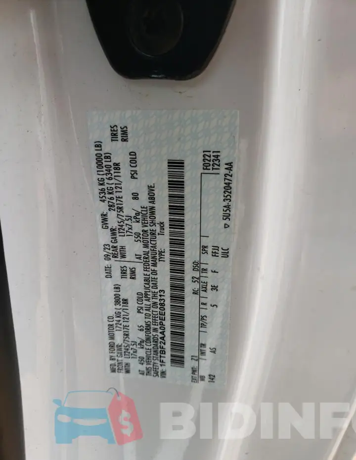 1FTBF2AA0PEE08313 Photo# 12