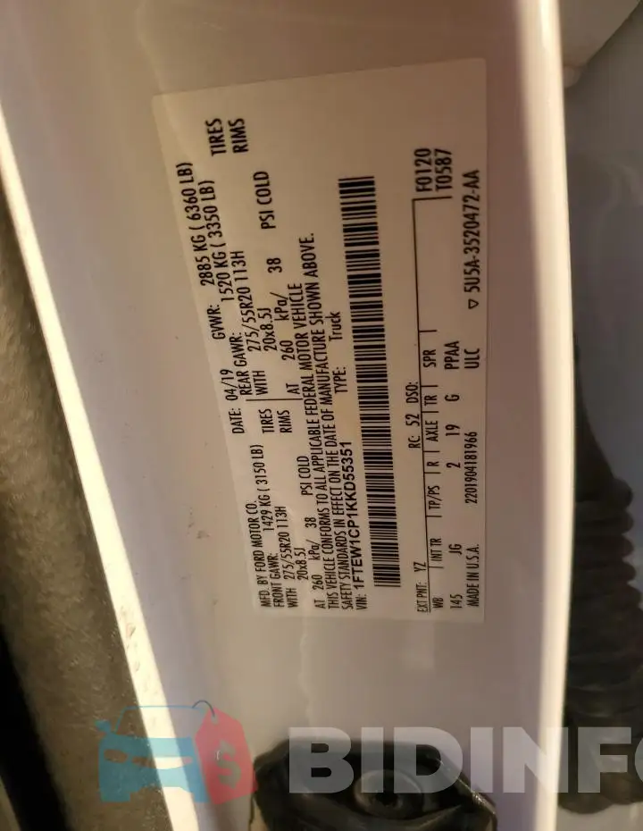 1FTEW1CP1KKD55351 Photo# 12