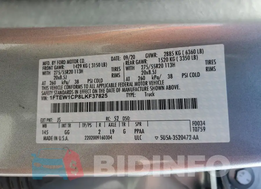 1FTEW1CP8LKF37825 Photo# 12