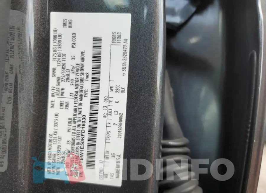 1FTEW1E50KFD16030 Photo# 12