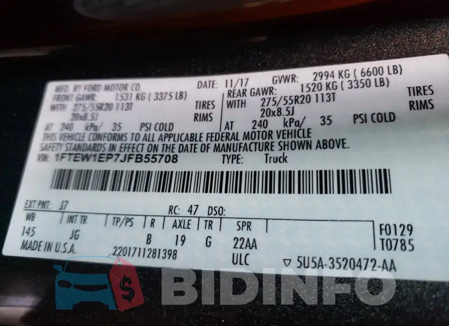 1FTEW1EP7JFB55708 Photo# 12