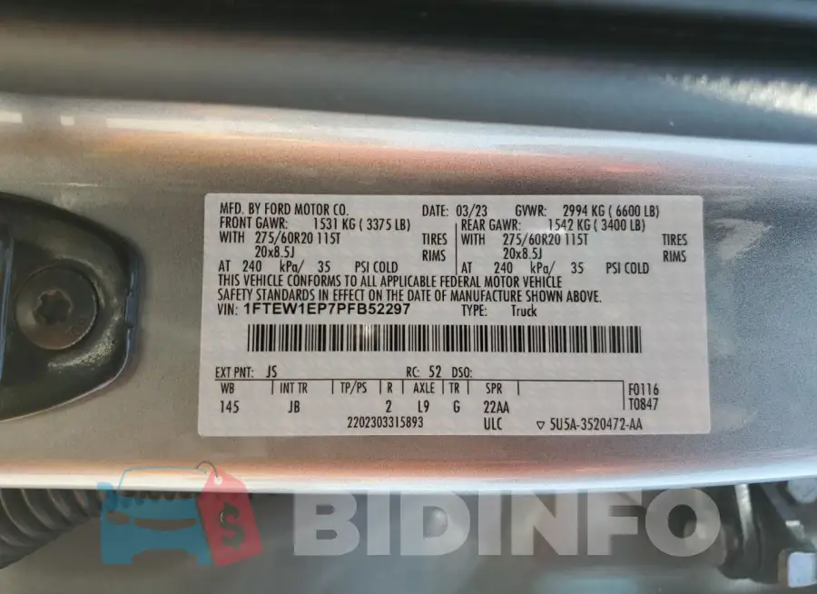 1FTEW1EP7PFB52297 Photo# 12