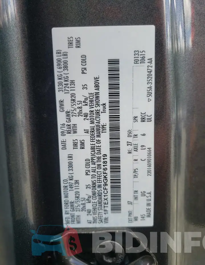 1FTEX1CF9GKF61819 Photo# 12
