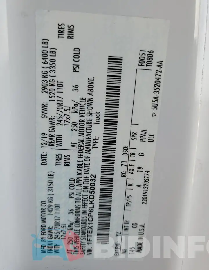 1FTEX1CP6LKD50032 Photo# 12