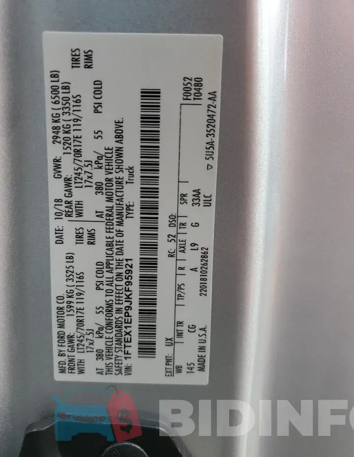 1FTEX1EP9JKF95921 Photo# 13